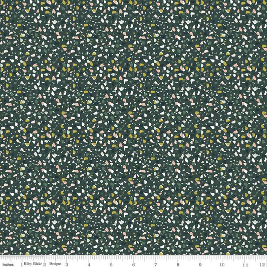 CLEARANCE 12" End of Bolt - Hibiscus Confetti C11545 Hunter - Riley Blake Designs - Colored Splotches Green - Quilting Cotton Fabric