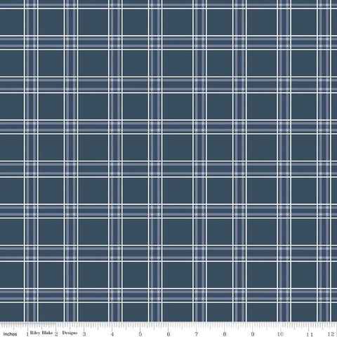 16" end of bolt - American Dream Plaid C11935 Navy - Riley Blake Designs - Independence Day Patriotic - Quilting Cotton Fabric