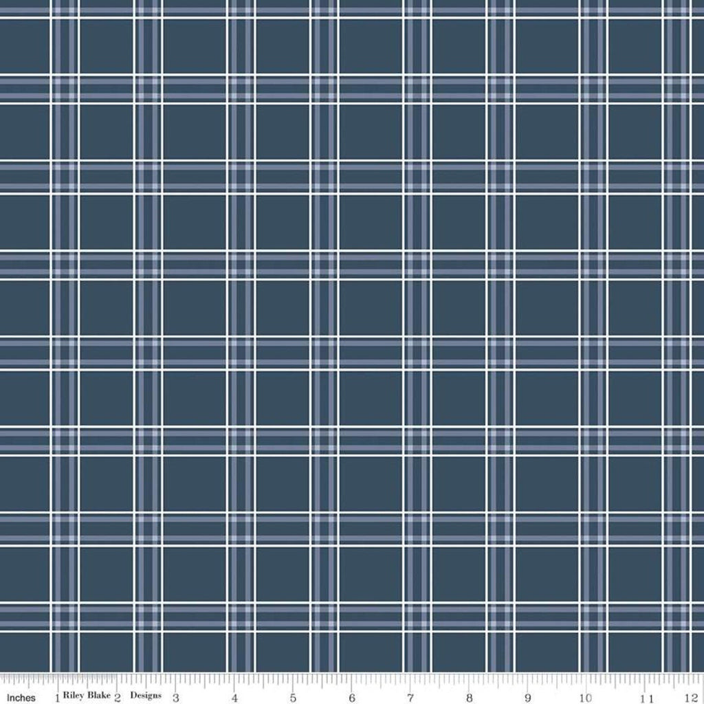 Fat Quarter end of bolt - American Dream Plaid C11935 Navy - Riley Blake Designs - Independence Day Patriotic - Quilting Cotton Fabric