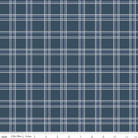 Fat Quarter end of bolt - American Dream Plaid C11935 Navy - Riley Blake Designs - Independence Day Patriotic - Quilting Cotton Fabric