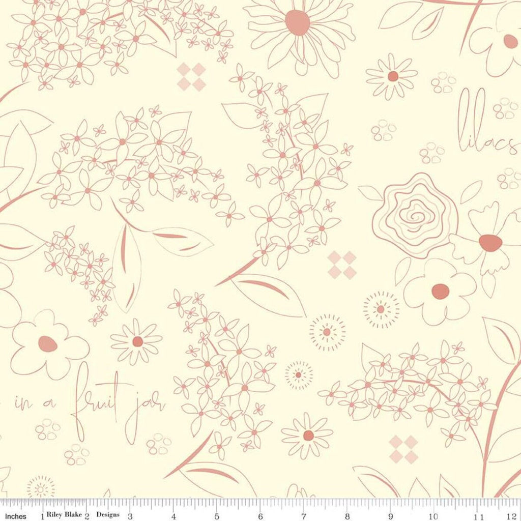 CLEARANCE 1 Yard 32" End of Bolt - Adel in Spring WIDE BACK WB11431 Cream - Riley Blake Designs - 107/108" Wide - Quilting Cotton Fabric