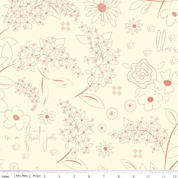 CLEARANCE 1 Yard 32" End of Bolt - Adel in Spring WIDE BACK WB11431 Cream - Riley Blake Designs - 107/108" Wide - Quilting Cotton Fabric