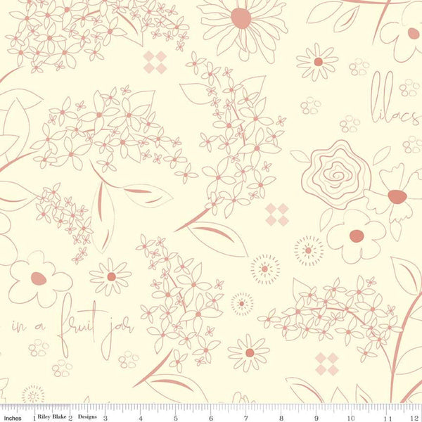 1 Yard 14" End of Bolt Piece - SALE Adel in Spring WIDE BACK WB11431 Cream - Riley Blake Designs - 107/108" Wide - Quilting Cotton Fabric