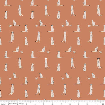 Fat Quarter End of Bolt - DEAL The Waterhole Meerkat C11843 Rust - Riley Blake Designs - Meerkats Africa Savanna - Quilting Cotton Fabric