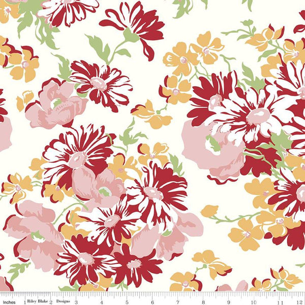 2 yard End of Bolt Piece - SALE Cook Book WIDE BACK WB11776 Daisy - Riley Blake - 107/108" Wide - Floral Flowers - Quilting Cotton Fabric