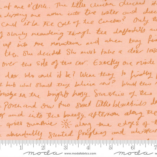 31" End of Bolt - SALE Meander Story 24582 Blush - Moda Fabrics - Text Writing Handwriting - Quilting Cotton Fabric