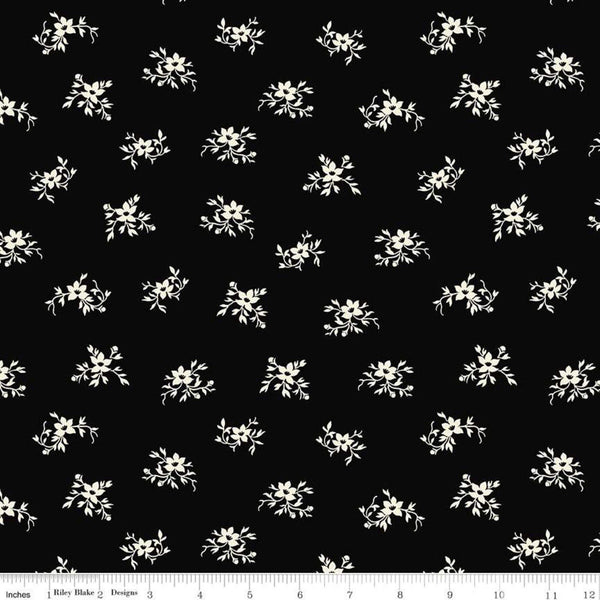 30" End of Bolt Piece- SALE Perennial WIDE BACK WB655 Black - Riley Blake Designs - 107/108" Wide Floral Flowers - Quilting Cotton Fabric