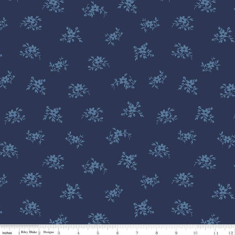 1 yard 8" End of Bolt Piece - SALE Perennial WIDE BACK WB655 Navy - Riley Blake Designs - 107/108" Wide Blue - Quilting Cotton Fabric