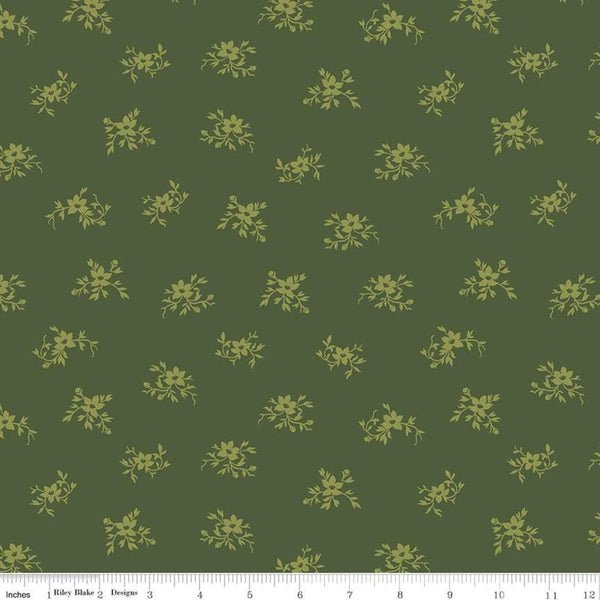 32" End of Bolt Piece- SALE Perennial WIDE BACK WB655 Hunter - Riley Blake Designs - 107/108" Wide Flowers Green - Quilting Cotton Fabric