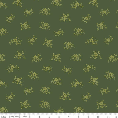 32" End of Bolt Piece- SALE Perennial WIDE BACK WB655 Hunter - Riley Blake Designs - 107/108" Wide Flowers Green - Quilting Cotton Fabric