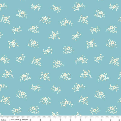 1yd 25" end of bolt piece - SALE Perennial WIDE BACK WB655 Peacock - Riley Blake Designs - 107/108" Wide Blue - Quilting Cotton Fabric