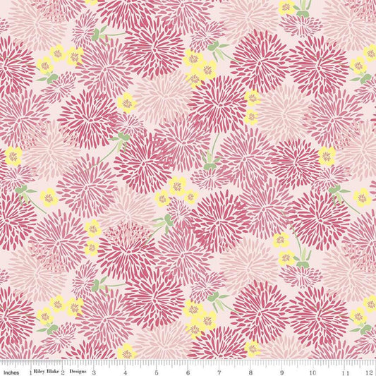 34" End of Bolt - SALE On the Wind Dandelions C11858 Blush - Riley Blake Designs - Floral Dandelion Flowers Seed - Quilting Cotton Fabric
