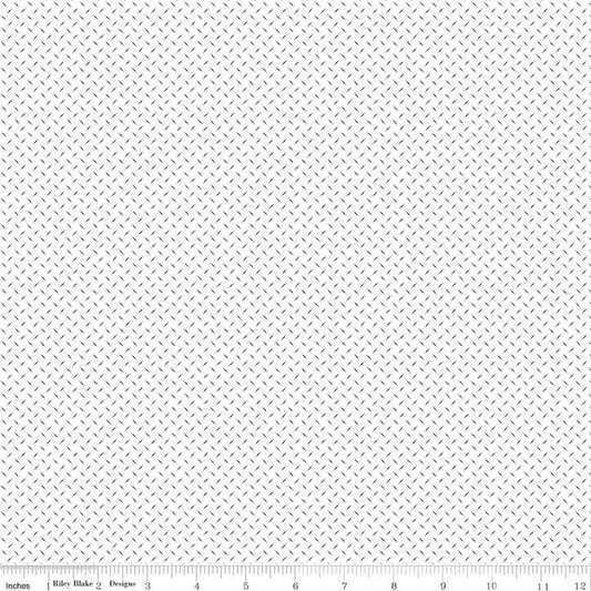 29" End of Bolt - SALE Bee Plaids Lattice C12038 Pebble - Riley Blake Designs - Dashes Dots on White - Lori Holt - Quilting Cotton Fabric