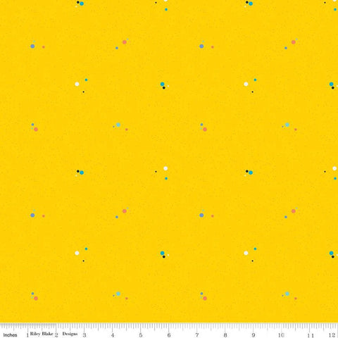 Fat Quarter End of Bolt- CLEARANCE Colour Wall Dots C11592 Yellow - Riley Blake Designs -Polka Dot Dotted Color Wall -Quilting Cotton Fabric