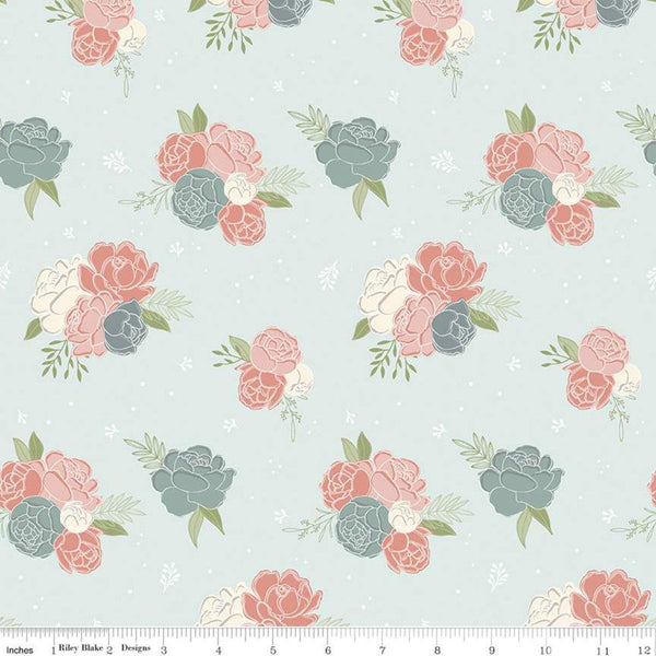 21" End of Bolt - SALE Daybreak Main C11620 Mist - Riley Blake Designs - Floral Flowers - Quilting Cotton Fabric