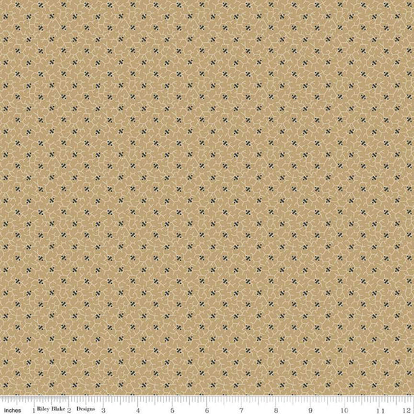 Fat Quarter End of Bolt - CLEARANCE Buttermilk Homestead Crackle C11660 Sand - Riley Blake - Division Symbol Lines - Quilting Cotton Fabric
