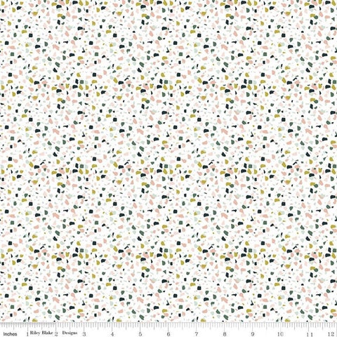 Fat Quarter End of Bolt - CLEARANCE Hibiscus Confetti C11545 White - Riley Blake Designs - Colored Splotches - Quilting Cotton Fabric