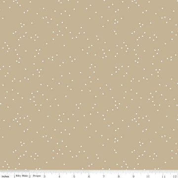 Blossom C715 Khaki by Riley Blake Designs - Floral Flowers White Confetti Blossoms - Quilting Cotton Fabric