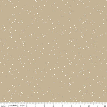 22" End of Bolt - Blossom C715 Khaki by Riley Blake Designs - Floral Flowers White Confetti Blossoms - Quilting Cotton Fabric