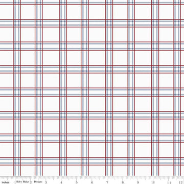 Fat Quarter End Of Bolt - American Dream Plaid C11935 Off White - Riley Blake Designs - Patriotic Independence Day - Quilting Cotton Fabric