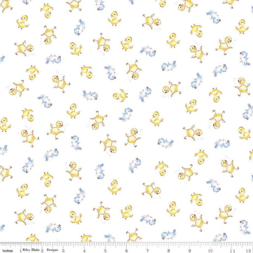 8" End of Bolt - Easter Parade Chicks C11573 White - Riley Blake Designs - Baby Chicks Chickens - Quilting Cotton Fabric