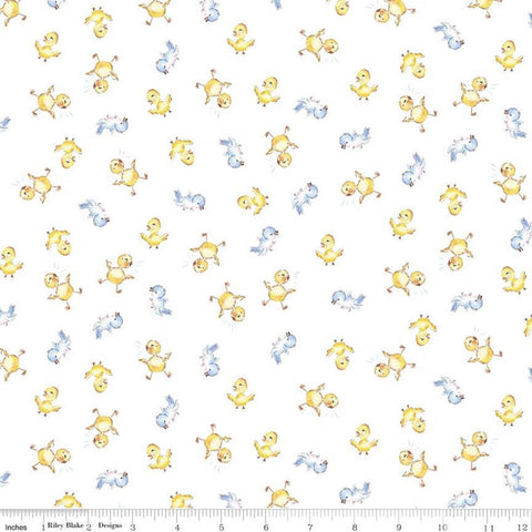 8" End of Bolt - SALE Easter Parade Chicks C11573 White - Riley Blake Designs - Baby Chicks Chickens - Quilting Cotton Fabric