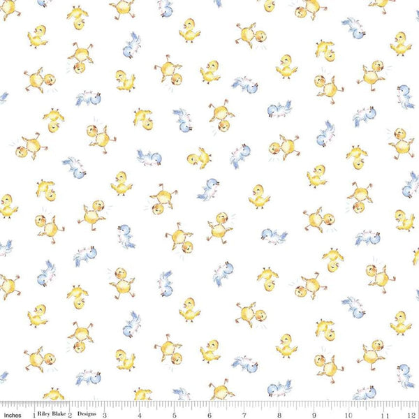 8" End of Bolt - Easter Parade Chicks C11573 White - Riley Blake Designs - Baby Chicks Chickens - Quilting Cotton Fabric