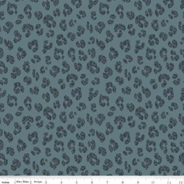 9" End of Bolt Piece - The Waterhole Animal C11844 Blue - Riley Blake Designs - Floral-Filled Animals Prints - Quilting Cotton Fabric