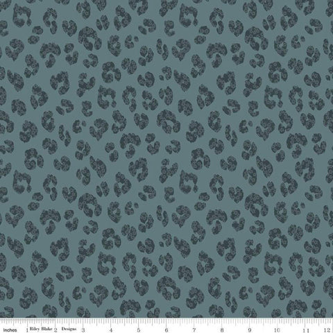 9" End of Bolt Piece - The Waterhole Animal C11844 Blue - Riley Blake Designs - Floral-Filled Animals Prints - Quilting Cotton Fabric