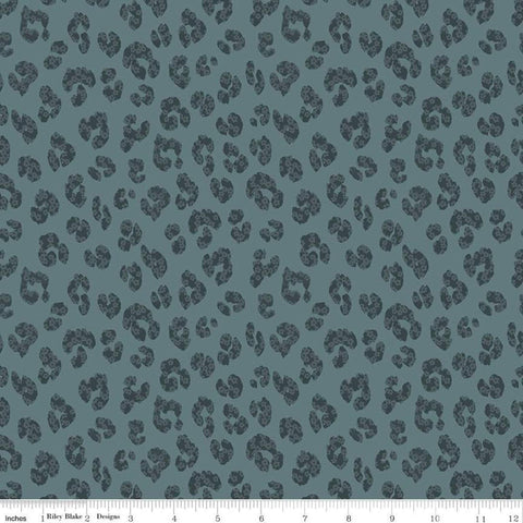 9" End of Bolt Piece - The Waterhole Animal C11844 Blue - Riley Blake Designs - Floral-Filled Animals Prints - Quilting Cotton Fabric