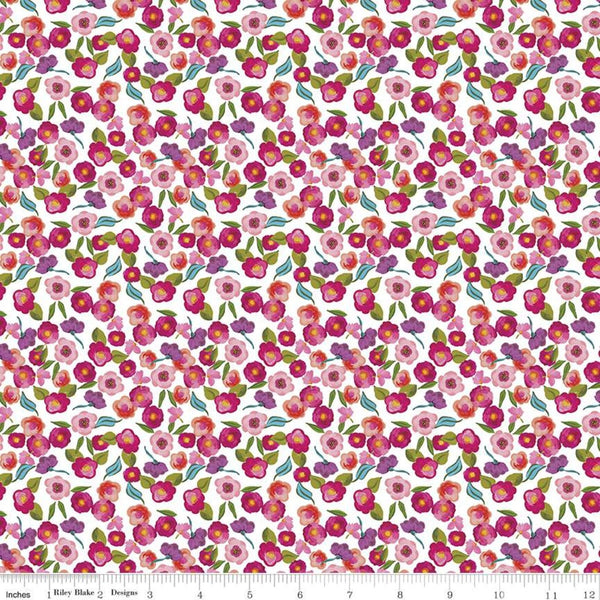 SALE Blissful Blooms Blossoms C11913 White - Riley Blake Designs - Floral Flowers - Quilting Cotton Fabric