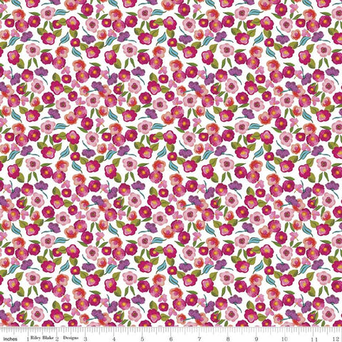 SALE Blissful Blooms Blossoms C11913 White - Riley Blake Designs - Floral Flowers - Quilting Cotton Fabric