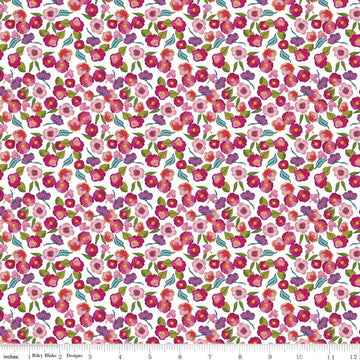 9" End of Bolt - SALE Blissful Blooms Blossoms C11913 White - Riley Blake Designs - Floral Flowers - Quilting Cotton Fabric