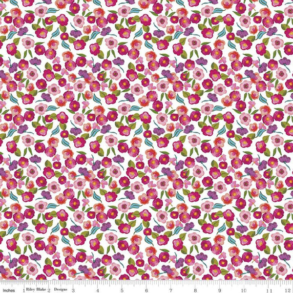 SALE Blissful Blooms Blossoms C11913 White - Riley Blake Designs - Floral Flowers - Quilting Cotton Fabric