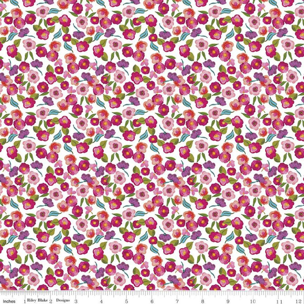 Blissful Blooms Blossoms C11913 White - Riley Blake Designs - Floral Flowers - Quilting Cotton Fabric