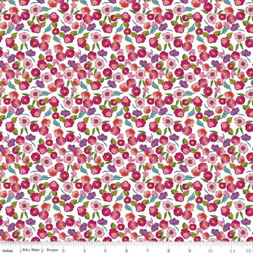 29" End of Bolt - SALE Blissful Blooms Blossoms C11913 White - Riley Blake Designs - Floral Flowers - Quilting Cotton Fabric