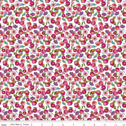 SALE Blissful Blooms Blossoms C11913 White - Riley Blake Designs - Floral Flowers - Quilting Cotton Fabric