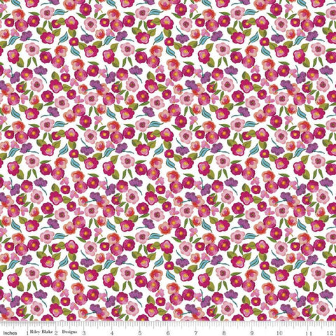 SALE Blissful Blooms Blossoms C11913 White - Riley Blake Designs - Floral Flowers - Quilting Cotton Fabric