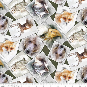 Fat Quarter End of Bolt Piece CLEARANCE Nature's Window CD11861 Forest Riley Blake Designs DIGITALLY PRINTED Animal Wildlife Quilting Cotton