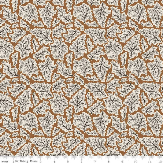 15" End of Bolt - CLEARANCE Buttermilk Homestead Leaves C11651 Ginger - Riley Blake Designs - Leaf - Quilting Cotton Fabric