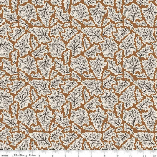 15" End of Bolt - CLEARANCE Buttermilk Homestead Leaves C11651 Ginger - Riley Blake Designs - Leaf - Quilting Cotton Fabric