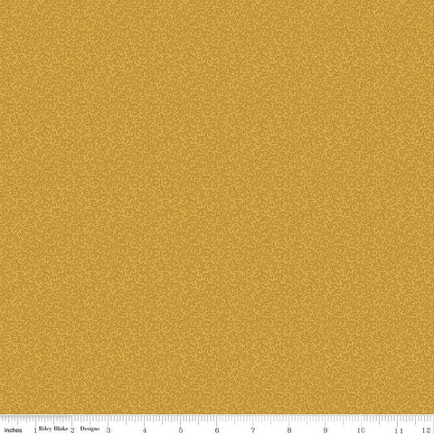 Fat Quarter End of Bolt - CLEARANCE Buttermilk Homestead Foliage C11654 Goldenrod - Riley Blake - Leaves Leaf Gold - Quilting Cotton Fabric