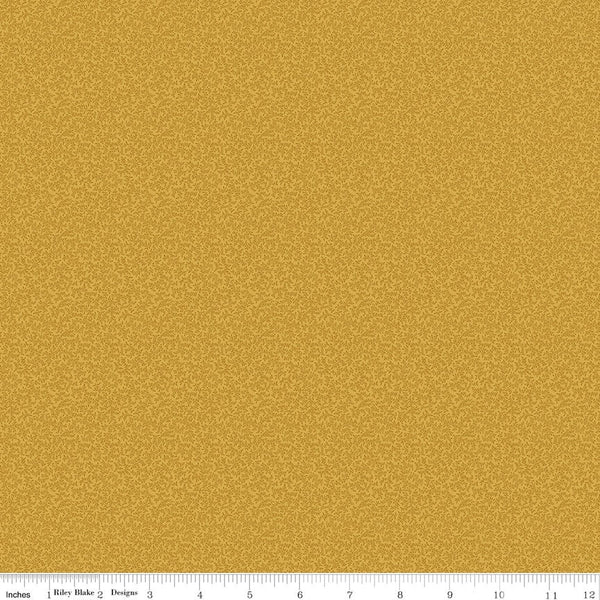 Fat Quarter End of Bolt - CLEARANCE Buttermilk Homestead Foliage C11654 Goldenrod - Riley Blake - Leaves Leaf Gold - Quilting Cotton Fabric