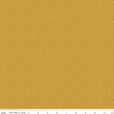 Fat Quarter End of Bolt - CLEARANCE Buttermilk Homestead Foliage C11654 Goldenrod - Riley Blake - Leaves Leaf Gold - Quilting Cotton Fabric