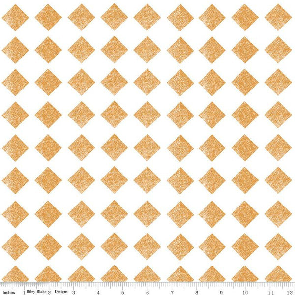 Fat Quarter End of Bolt - CLEARANCE Mad Masquerade Check Mate C11959 Orange - Riley Blake - Halloween Alice in Wonderland - Quilting Cotton