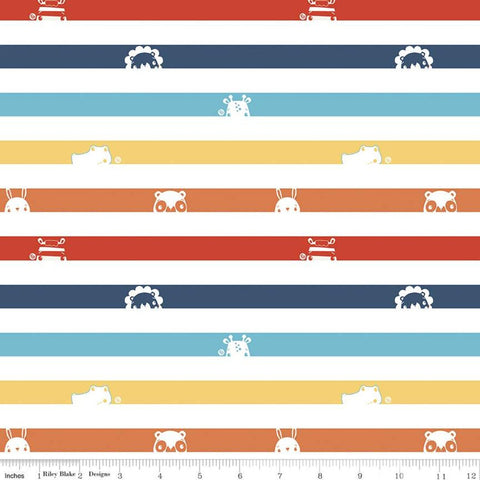 Fat Quarter End of Bolt - SALE Let's Play Stripes C11883 White - Riley Blake - Stripe Striped - Quilting Cotton Fabric - Licensed Product