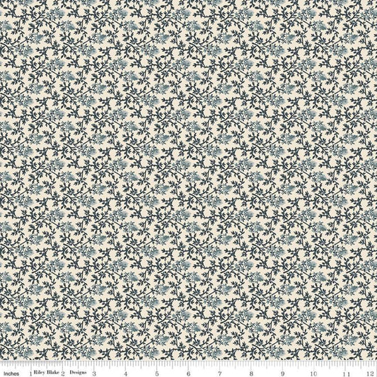 30" End of Bolt Piece - SALE Buttermilk Homestead Vines C11657 Stone - Riley Blake Designs - Floral Flowers Leaves - Quilting Cotton Fabric