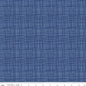 Fat Quarter End of Bolt - Texture C610 Neptune - Riley Blake Designs - Sketched Tone-on-Tone Irregular Grid Blue - Quilting Cotton Fabric