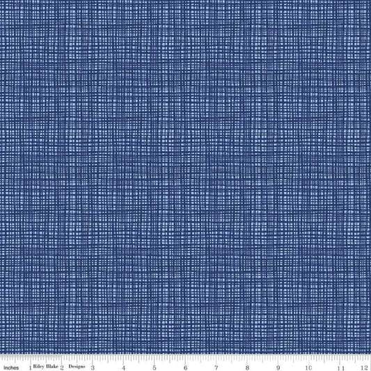 Fat Quarter End of Bolt - Texture C610 Neptune - Riley Blake Designs - Sketched Tone-on-Tone Irregular Grid Blue - Quilting Cotton Fabric