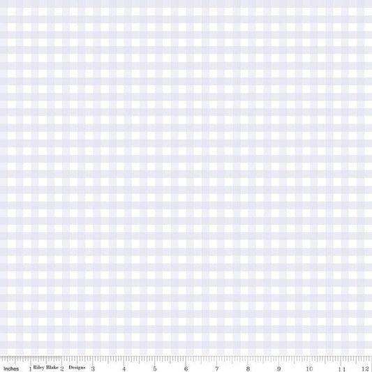 27" End of Bolt - SALE FLANNEL 1/4" Printed Gingham F11454 Lavender - Riley Blake Designs - Purple White Check Checks -FLANNEL Cotton Fabric